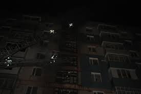 пожар в многоэтажке ночь